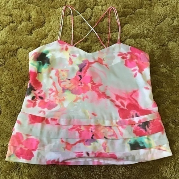 Candie’s Floral Y2K Spaghetti Strap Cami Top Criss Cross Back - Picture 8 of 8